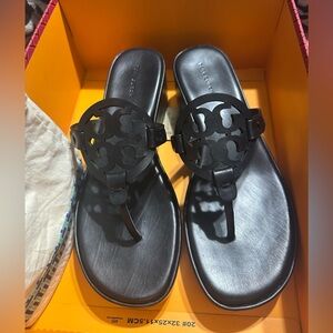 Tory Burch Black Miller Wedge Sandal